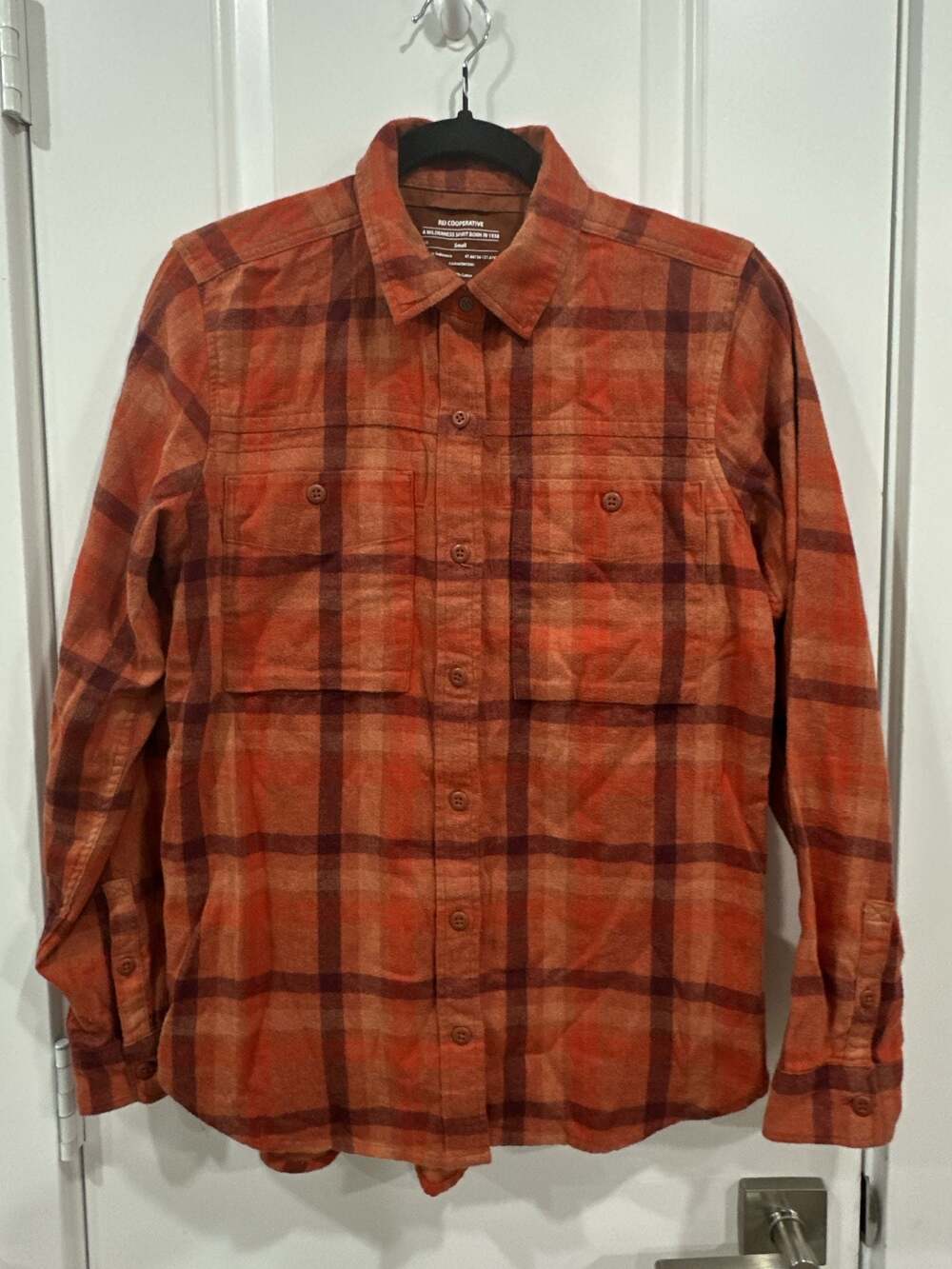 REI Co-op Red and Brown Plaid Long Sleeve Flannel Shirt